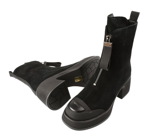 Ghete casual, dama, EPICA, 22B789-D338 negru, piele intoarsa, cu toc